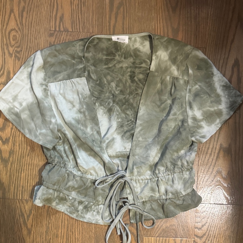 Le Lis Green Tie-Dye Wrap Top